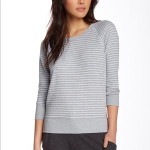 Striped Heathered Raglan Pullover Sweatshirt